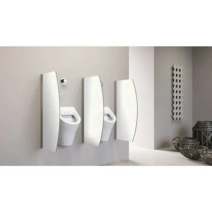 GEO Urinal-Trennwand Radius 10 - 50 x 90 cm, Aluminium, Dekor: Marmor - Stimmungsaufnahme