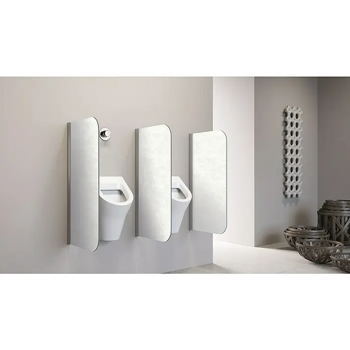 GEO Urinal-Trennwand Radius 100 - 50 x 90 cm, Aluminium, Dekor: Marmor - Stimmungsaufnahme