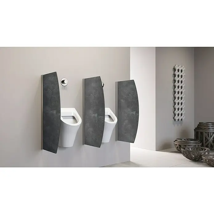 GEO Urinal-Trennwand Radius 10 - 50 x 90 cm, Aluminium, Dekor: Schiefer - Stimmungsaufnahme
