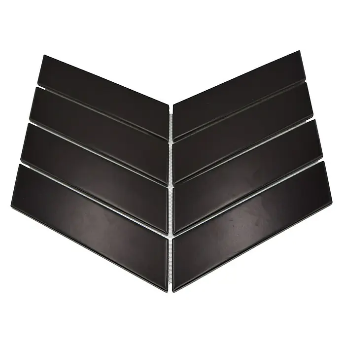 Mozaïektegel chevron Uni CHEV 09 - 31,8 x 22,4 cm, Zwart, Mat - Bovenaanzicht