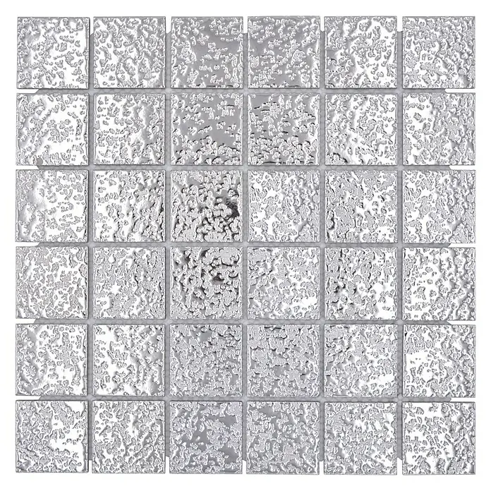 Mosaikfliese Uni SB 595 - 30,6 x 30,6 cm, Silber, Glänzend - Draufsicht