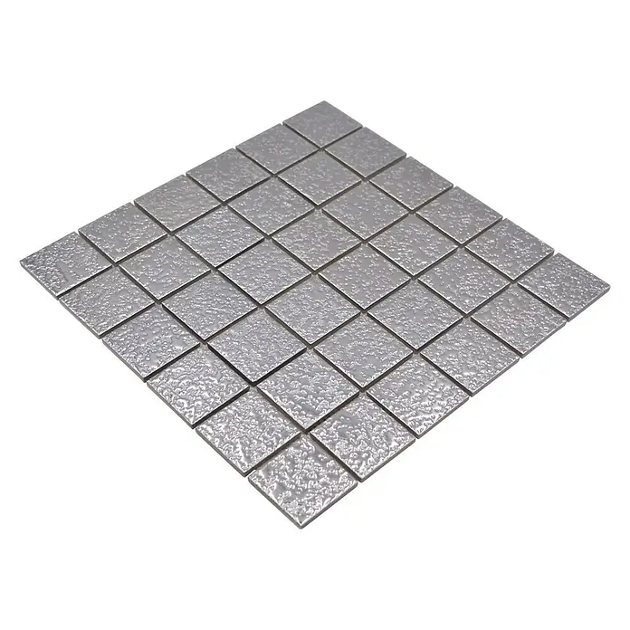 Mosaikfliese Uni SB 595 - 30,6 x 30,6 cm, Silber, Glänzend - Diagonale Ansicht