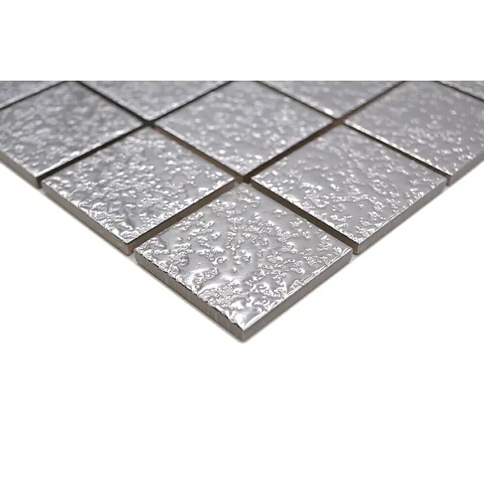Mosaikfliese Uni SB 595 - 30,6 x 30,6 cm, Silber, Glänzend - Detailaufnahme