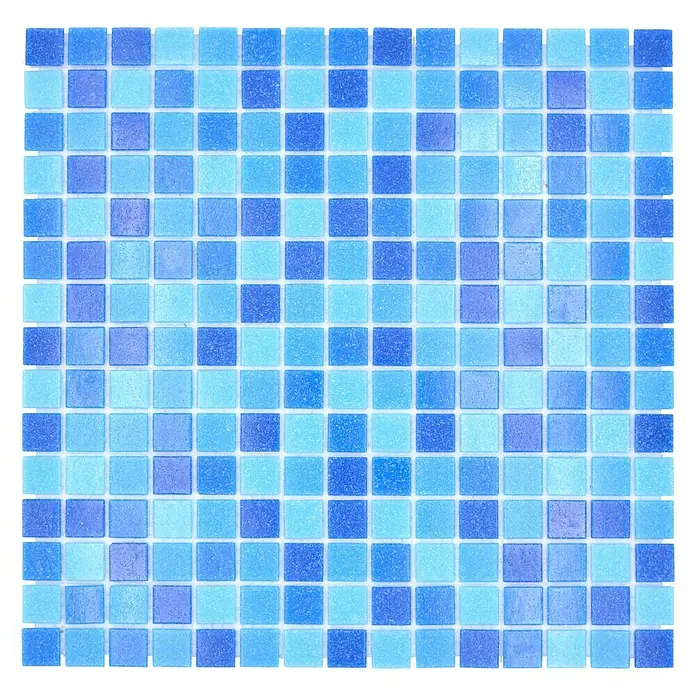 Mosaikfliese Quadrat Crystal Mix GM A 335P - 32,7 x 30,5 cm, Mix Blau, Glänzend - Draufsicht