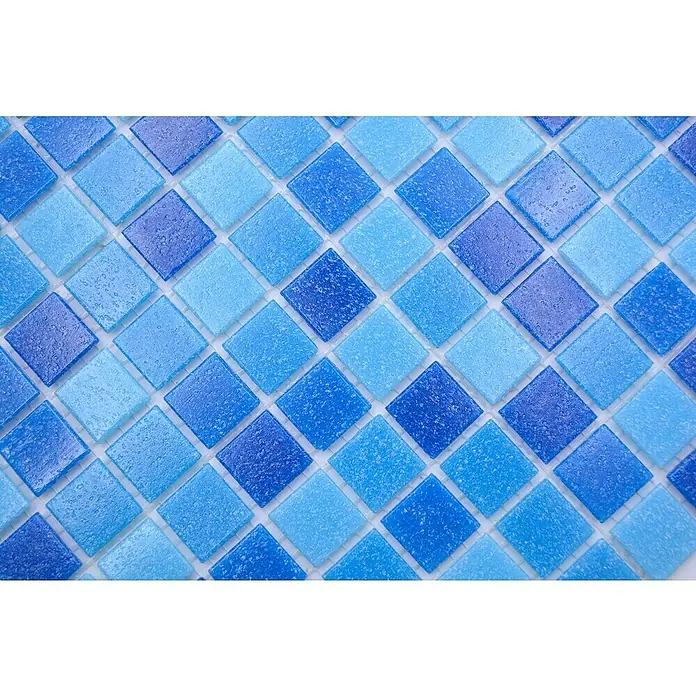 Mosaikfliese Quadrat Crystal Mix GM A 335P - 32,7 x 30,5 cm, Mix Blau, Glänzend - Detailaufnahme