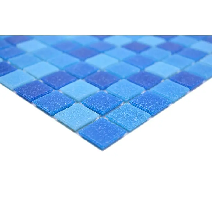 Mosaikfliese Quadrat Crystal Mix GM A 335P - 32,7 x 30,5 cm, Mix Blau, Glänzend - Detailaufnahme