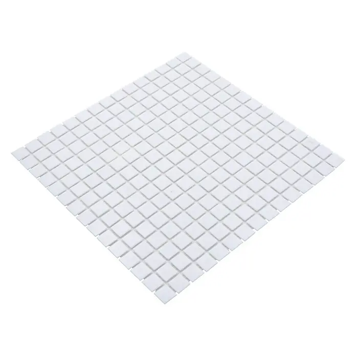 Mosaikfliese Quadrat Crystal Uni GM A 11P - 32,7 x 30,5 cm, Weiß, Glänzend - Diagonale Ansicht