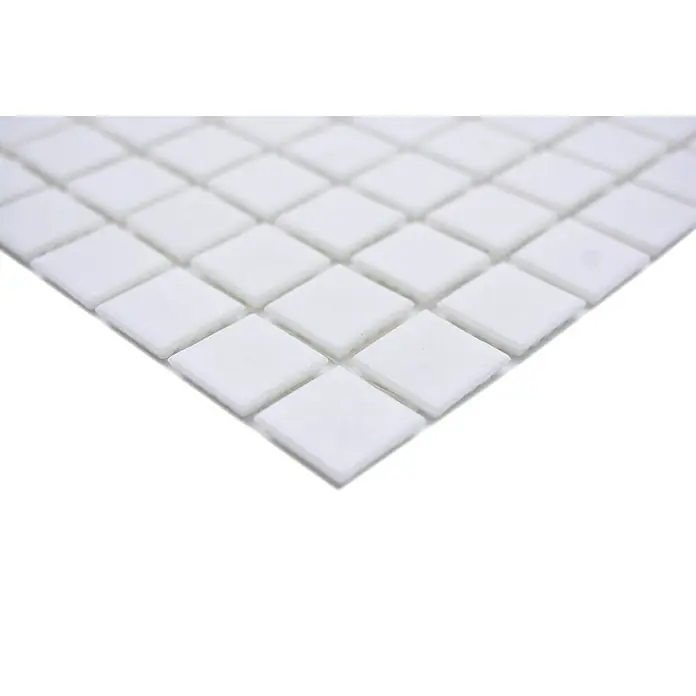 Mosaikfliese Quadrat Crystal Uni GM A 11P - 32,7 x 30,5 cm, Weiß, Glänzend - Detailaufnahme