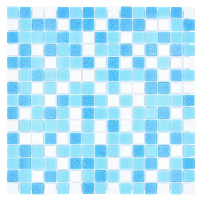 Mosaikfliese Quadrat Crystal Mix GM A 323P - 32,7 x 30,5 cm, Mix Weiß Blau, Glänzend - Draufsicht