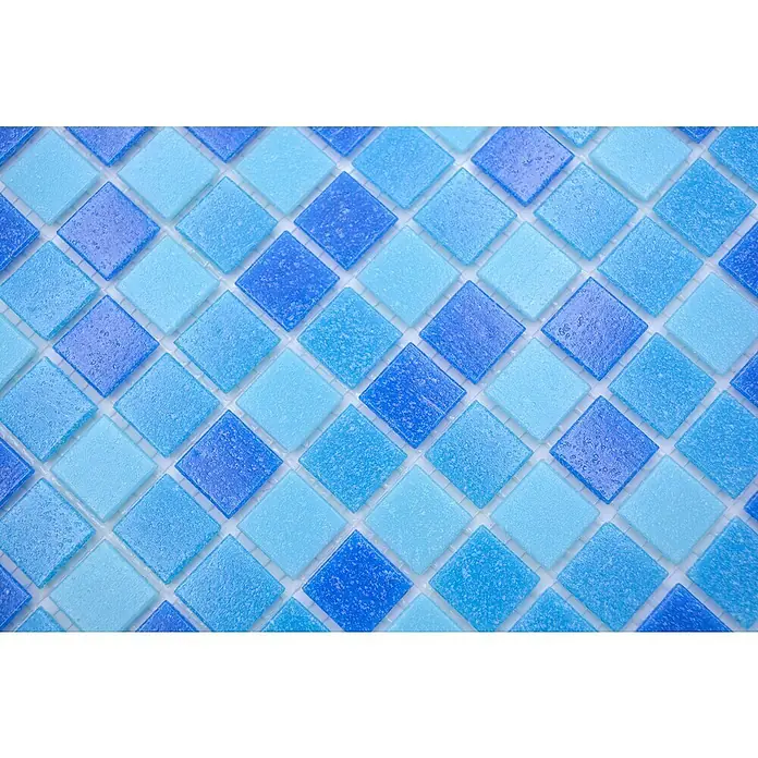 Mosaikfliese Quadrat Crystal Mix GM A 327P - 32,7 x 30,5 cm, Mix Türkis Blau, Glänzend - Detailaufnahme