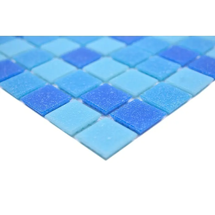 Mosaikfliese Quadrat Crystal Mix GM A 327P - 32,7 x 30,5 cm, Mix Türkis Blau, Glänzend - Detailaufnahme