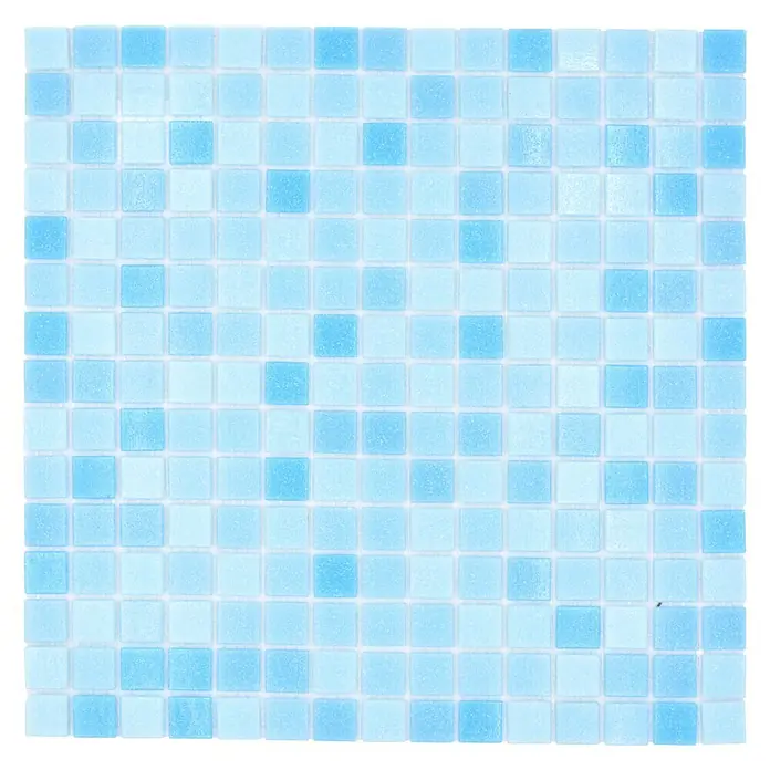 Mosaikfliese Quadrat Crystal Mix GM A 331P - 32,7 x 30,5 cm, Mix Lichtblau, Glänzend - Draufsicht