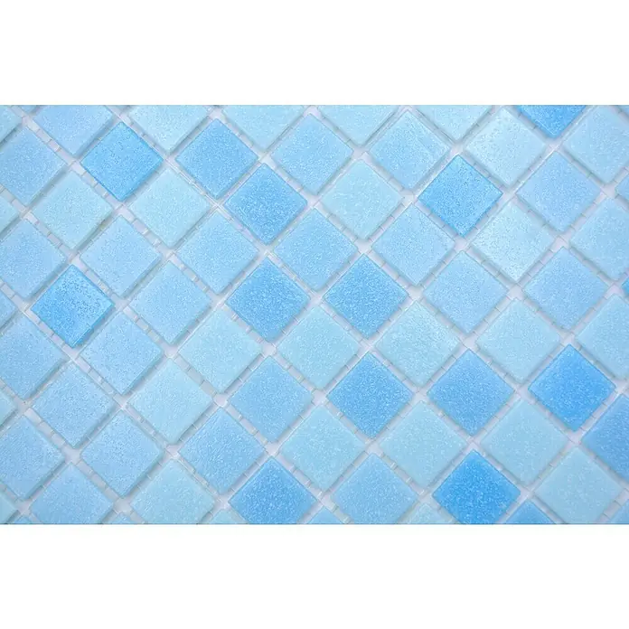 Mosaikfliese Quadrat Crystal Mix GM A 331P - 32,7 x 30,5 cm, Mix Lichtblau, Glänzend - Detailaufnahme