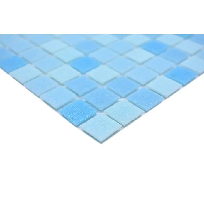 Mosaikfliese Quadrat Crystal Mix GM A 331P - 32,7 x 30,5 cm, Mix Lichtblau, Glänzend - Detailaufnahme