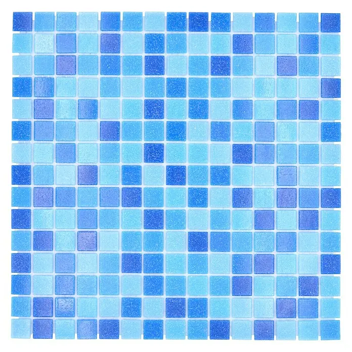Mosaikfliese Quadrat Crystal Mix GM A 339P - 32,7 x 30,5 cm, Mix Blau, Glänzend - Draufsicht