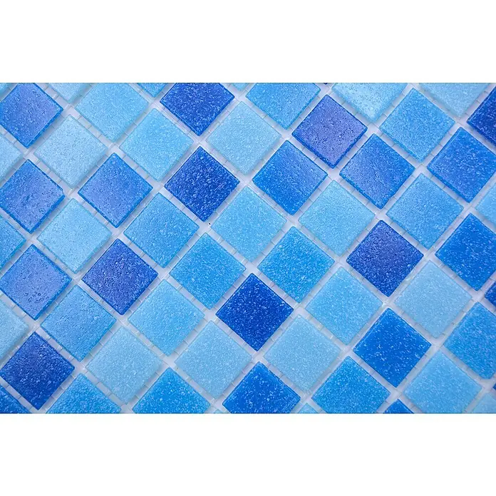 Mosaikfliese Quadrat Crystal Mix GM A 339P - 32,7 x 30,5 cm, Mix Blau, Glänzend - Detailaufnahme