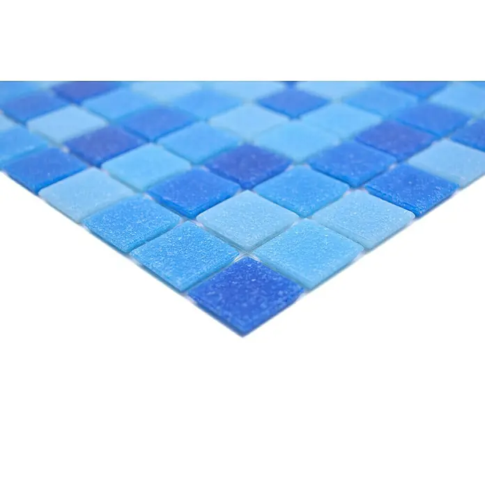 Mosaikfliese Quadrat Crystal Mix GM A 339P - 32,7 x 30,5 cm, Mix Blau, Glänzend - Detailaufnahme