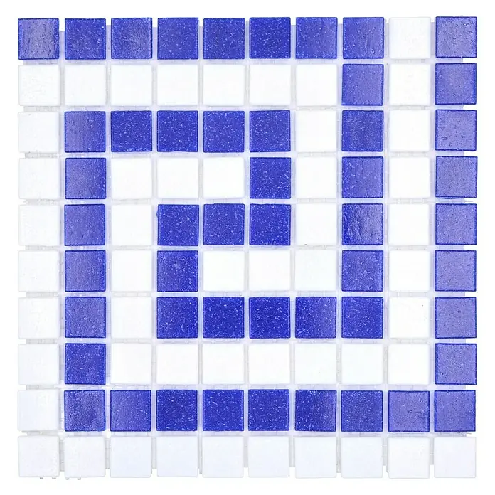 Mosaikfliese Quadrat Crystal GM BO 16P - 21,7 x 21,7 cm, Blau/Weiß - Draufsicht