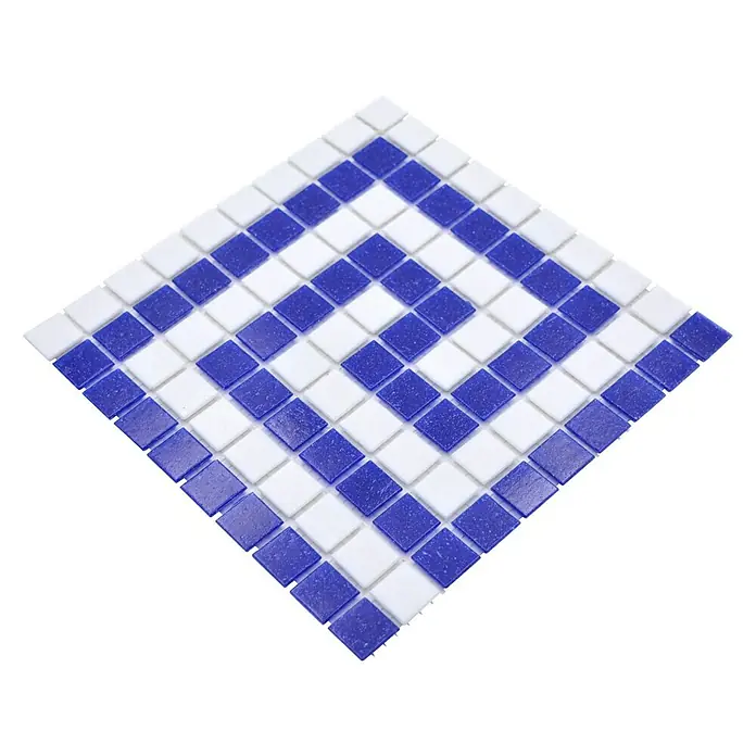 Mosaikfliese Quadrat Crystal GM BO 16P - 21,7 x 21,7 cm, Blau/Weiß - Diagonale Ansicht