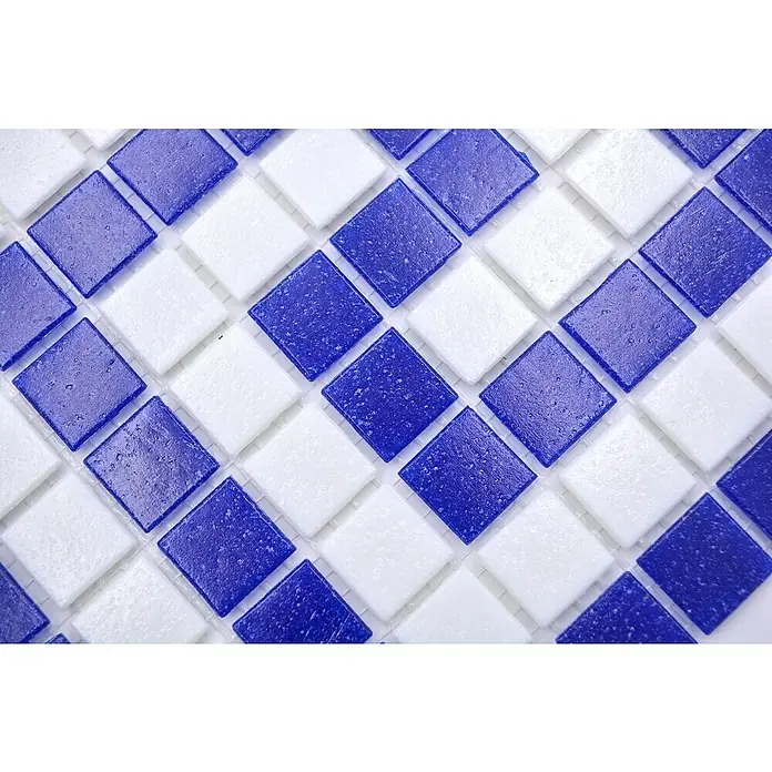 Mosaikfliese Quadrat Crystal GM BO 16P - 21,7 x 21,7 cm, Blau/Weiß - Detailaufnahme