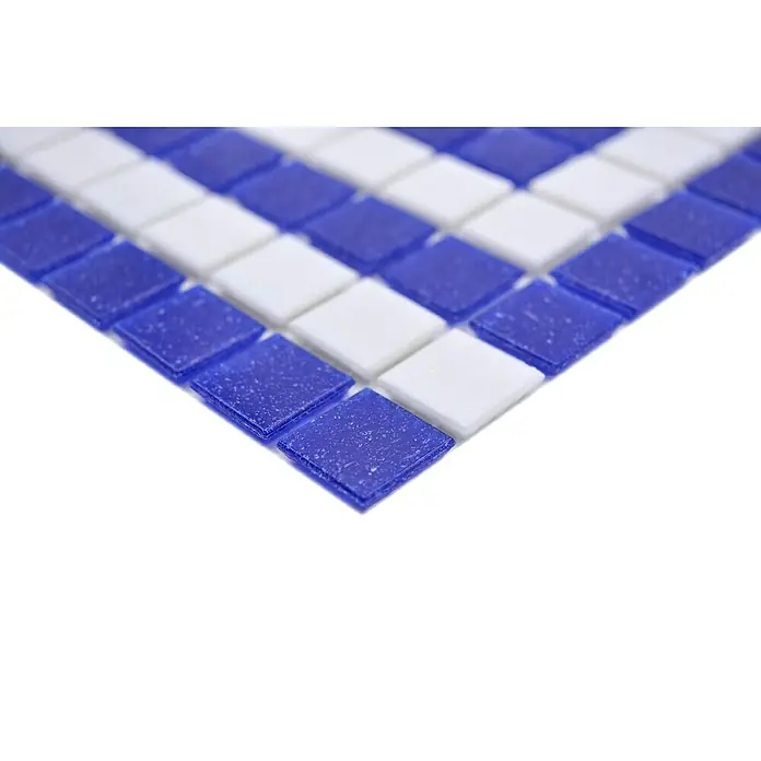 Mosaikfliese Quadrat Crystal GM BO 16P - 21,7 x 21,7 cm, Blau/Weiß - Detailaufnahme