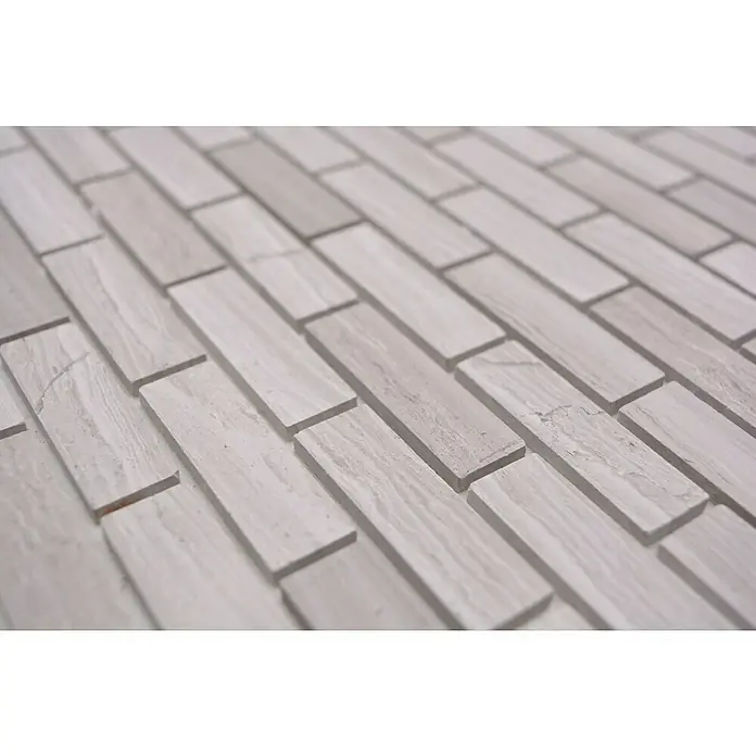 Selbstklebemosaik SAM 4NM72 - 30 x 30,5 cm, Marmor, Grau/Weiß - Detailaufnahme