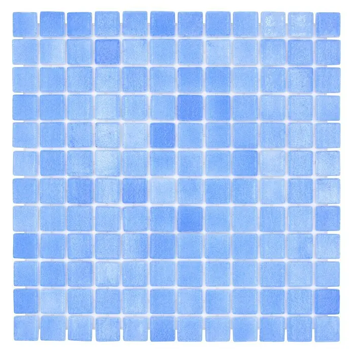 Mosaikfliese Eco Niebla VP110PAT - 31,6 x 31,6 cm, Mix Hellblau, Matt - Draufsicht