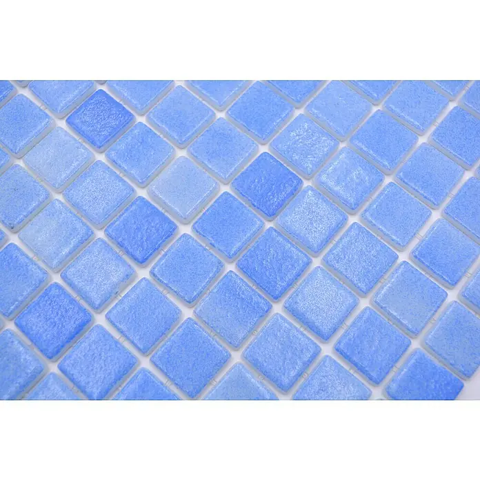 Mosaikfliese Eco Niebla VP110PAT - 31,6 x 31,6 cm, Mix Hellblau, Matt - Detailaufnahme
