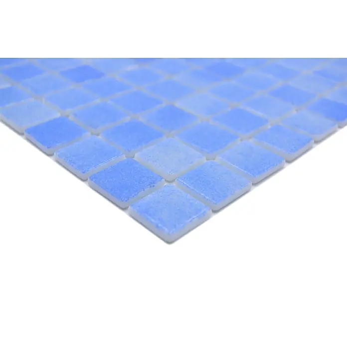 Mosaikfliese Eco Niebla VP110PAT - 31,6 x 31,6 cm, Mix Hellblau, Matt - Detailaufnahme