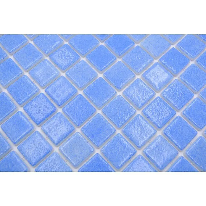 Mosaikfliese Eco Niebla VP110PUR - 31,6 x 31,6 cm, Mix Hellblau, Glänzend - Detailaufnahme