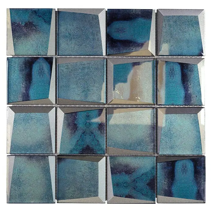 Mosaikfliese Quadrat Crystal XBH B10 - 30 x 30 cm, Blau, Glänzend - Draufsicht
