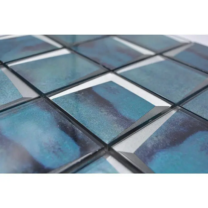 Mosaikfliese Quadrat Crystal XBH B10 - 30 x 30 cm, Blau, Glänzend - Detailaufnahme