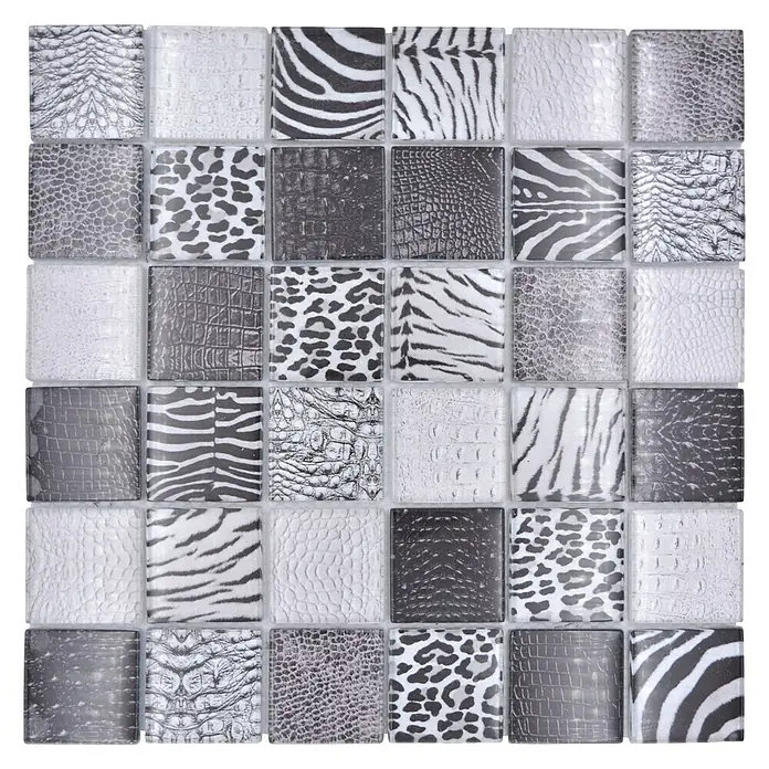 Mosaikfliese Wildlife - 29,8 x 29,8 cm, Schwarz, Glänzend - Draufsicht