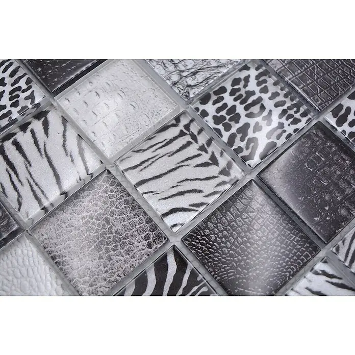 Mosaikfliese Wildlife - 29,8 x 29,8 cm, Schwarz, Glänzend - Detailaufnahme