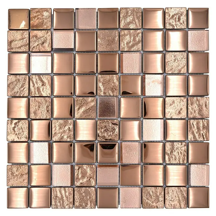 Mosaikfliese Quadrat Crystal XCM 32BR1 - 30 x 30 cm, Bronze, Glänzend - Draufsicht