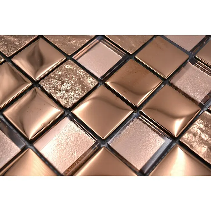 Mosaikfliese Quadrat Crystal XCM 32BR1 - 30 x 30 cm, Bronze, Glänzend - Detailaufnahme