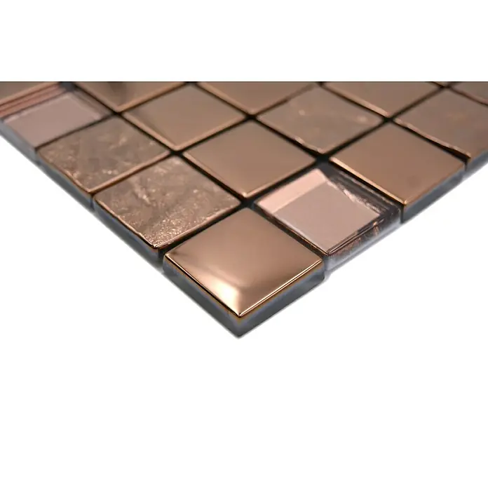 Mosaikfliese Quadrat Crystal XCM 32BR1 - 30 x 30 cm, Bronze, Glänzend - Detailaufnahme