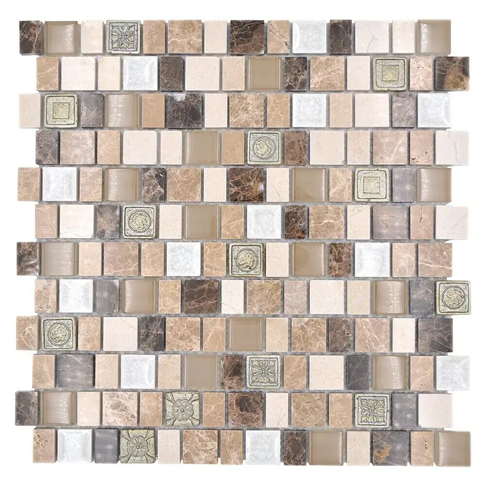 Mosaikfliese Crystal Mix XNM DF2 - 29,8 x 30,4 cm, Beige/Braun, Glänzend - Draufsicht