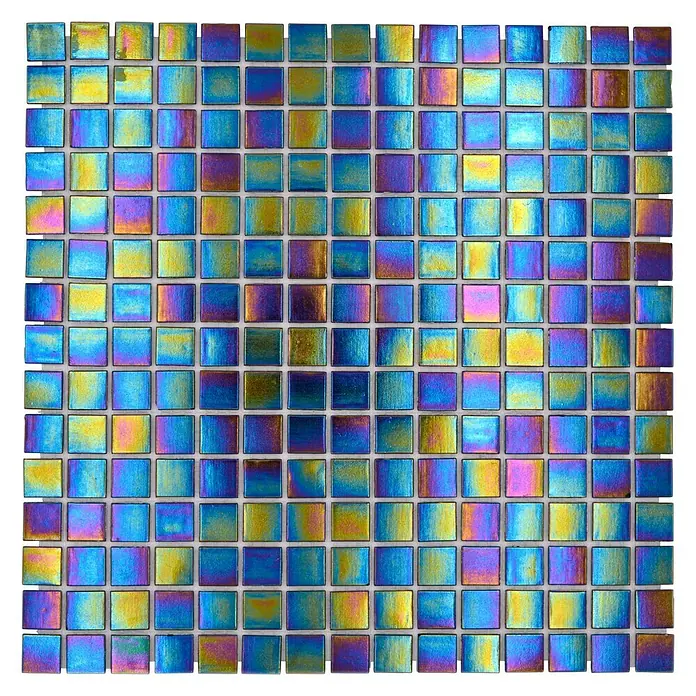 Mosaikfliese Quadrat Crystal GM IR 268 - 30,5 x 30,5 cm, Schwarz, Mehrfarbig, Glänzend - Draufsicht