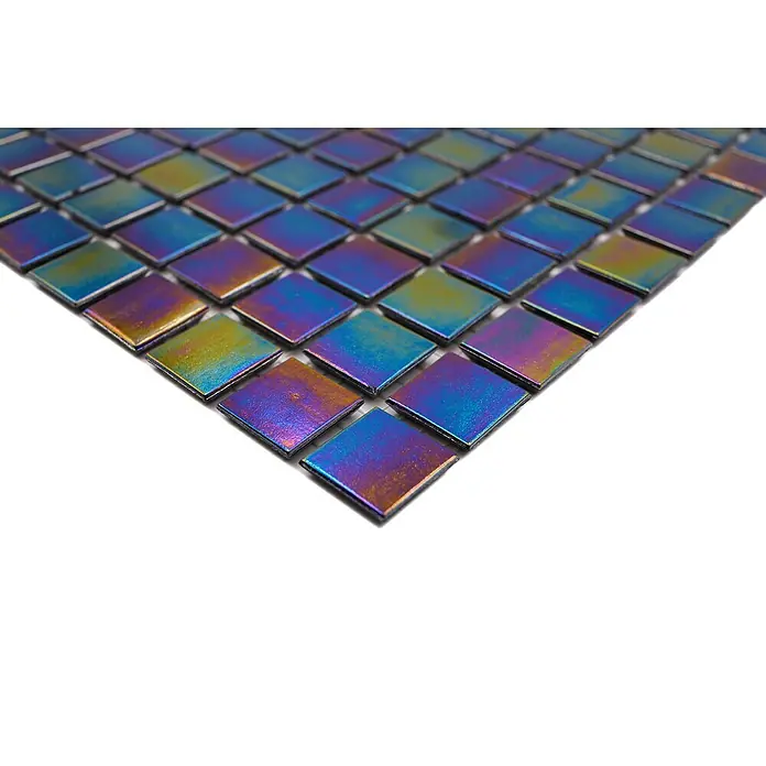 Mosaikfliese Quadrat Crystal GM IR 268 - 30,5 x 30,5 cm, Schwarz, Mehrfarbig, Glänzend - Detailaufnahme