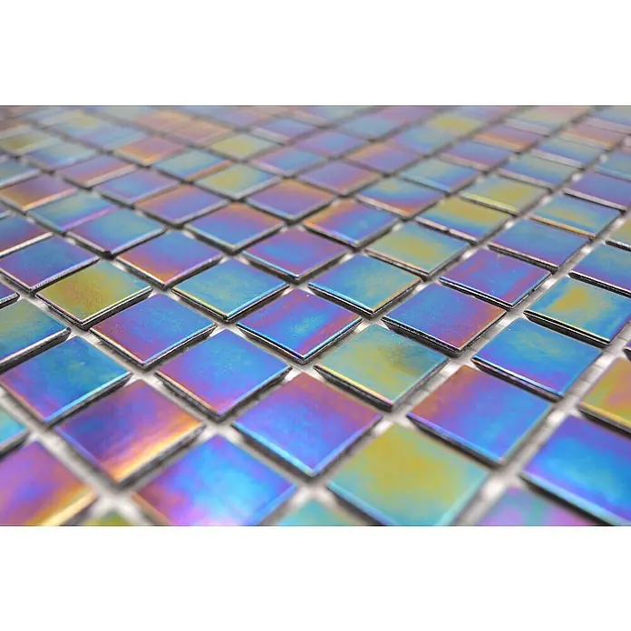Mosaikfliese Quadrat Crystal GM IR 268 - 30,5 x 30,5 cm, Schwarz, Mehrfarbig, Glänzend - Detailaufnahme