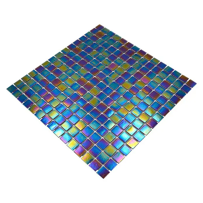 Mosaikfliese Quadrat Crystal GM IR 268 - 30,5 x 30,5 cm, Schwarz, Mehrfarbig, Glänzend - Diagonale Ansicht