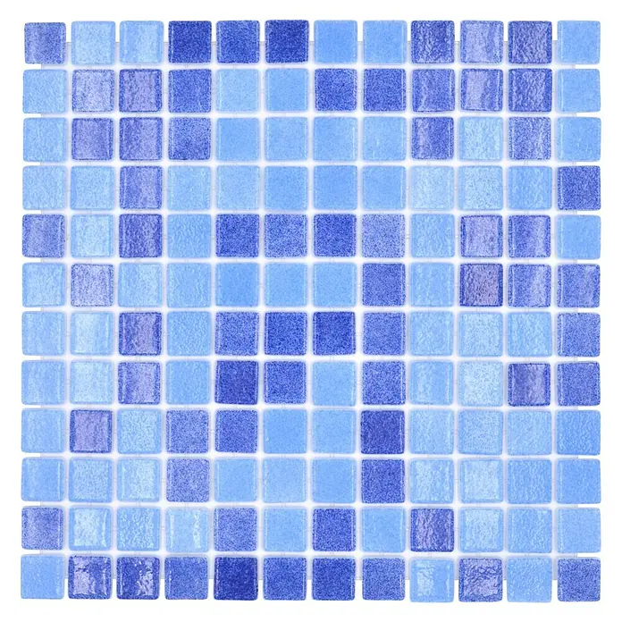 Mosaikfliese Eco Niebla VP1158PUR - 31,6 x 31,6 cm, Mix Blau, Glänzend - Draufsicht