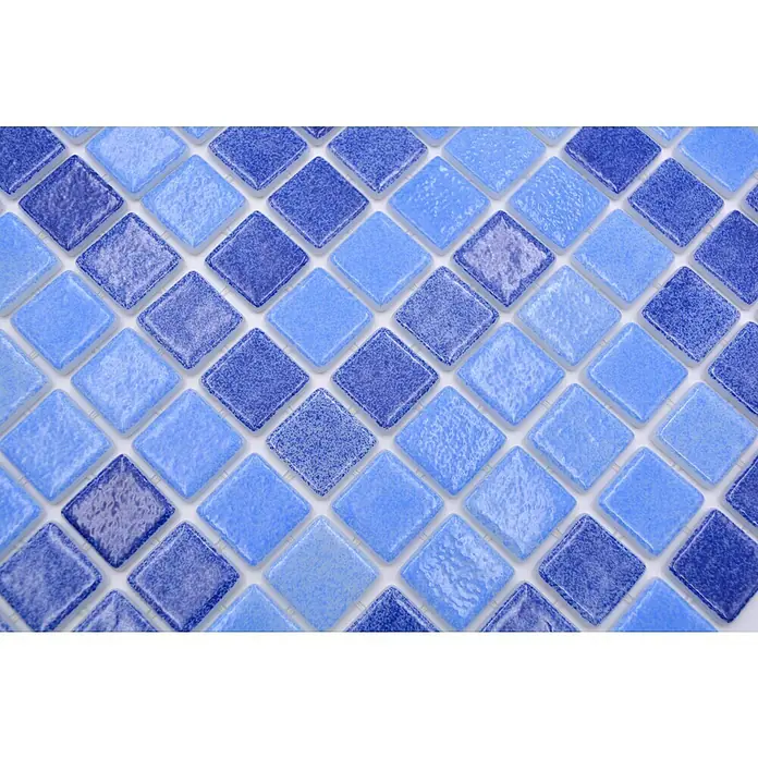 Mosaikfliese Eco Niebla VP1158PUR - 31,6 x 31,6 cm, Mix Blau, Glänzend - Detailaufnahme