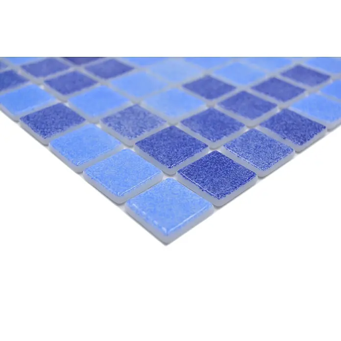 Mosaikfliese Eco Niebla VP1158PUR - 31,6 x 31,6 cm, Mix Blau, Glänzend - Detailaufnahme