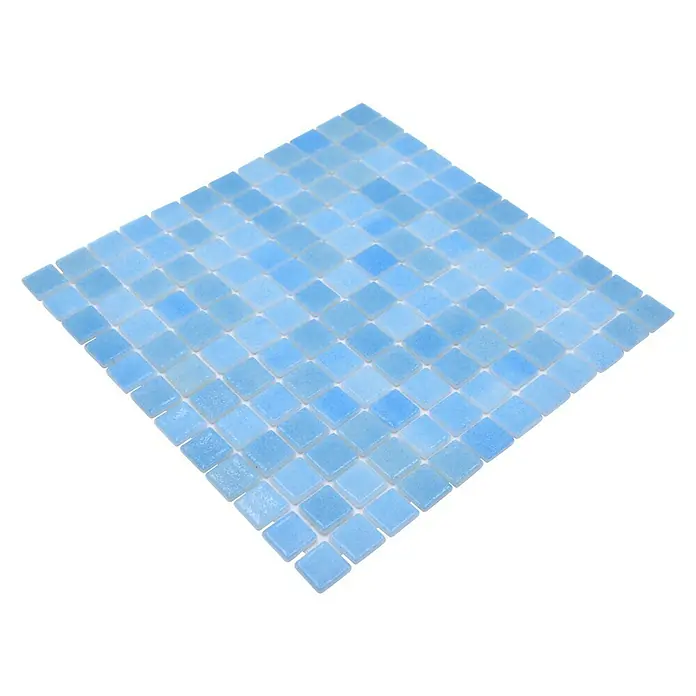Mosaikfliese Eco Niebla VP501PUR - 31,6 x 31,6 cm, Türkis, Glänzend - Diagonale Ansicht