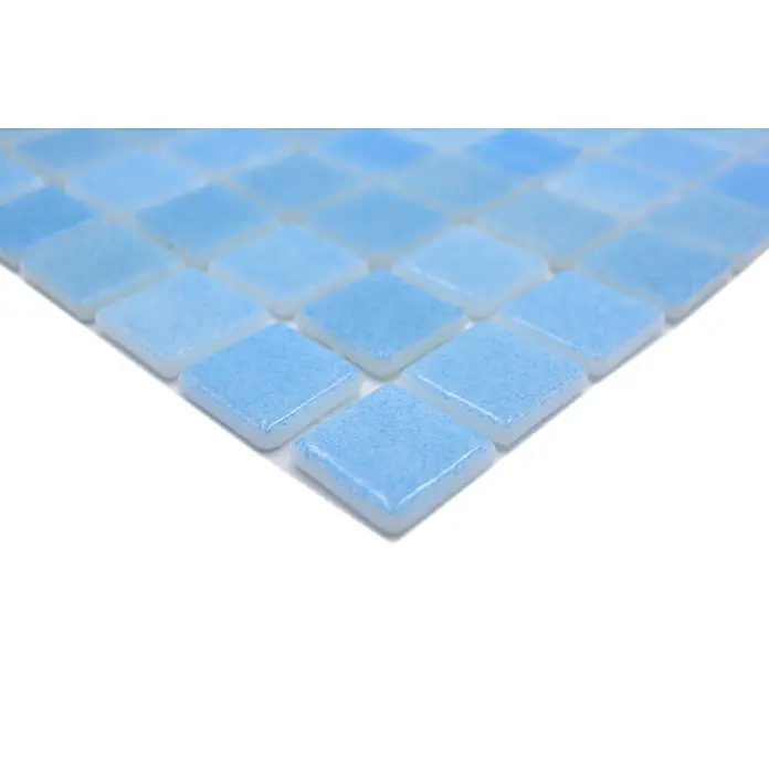 Mosaikfliese Eco Niebla VP501PUR - 31,6 x 31,6 cm, Türkis, Glänzend - Detailaufnahme