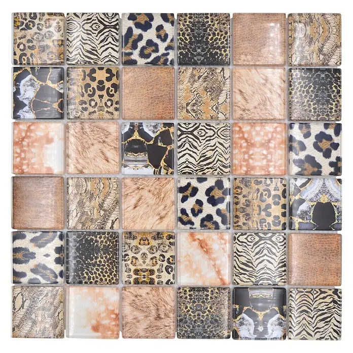 Mosaikfliese Wildlife - 29,8 x 29,8 cm, Braun, Glänzend - Draufsicht