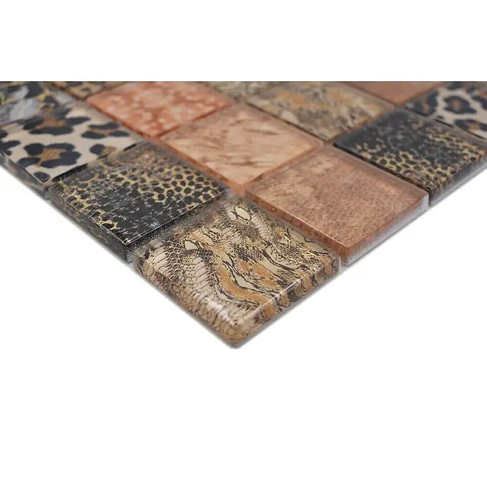 Mosaikfliese Wildlife - 29,8 x 29,8 cm, Braun, Glänzend - Detailaufnahme