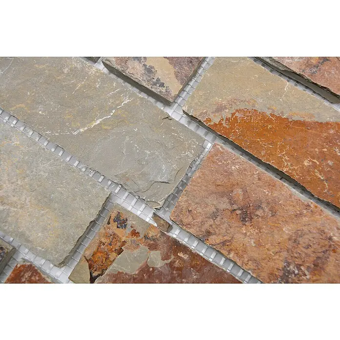 Mosaikfliese Brick Split Face - 30,5 x 30,5 cm, Mehrfarbig, Matt - Detailaufnahme